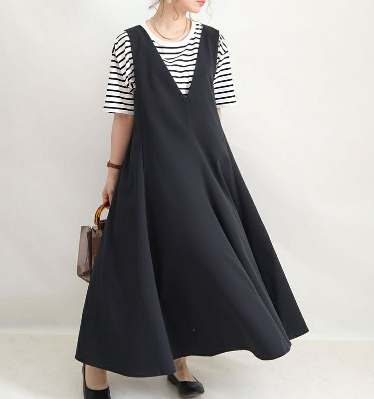 大きいサイズ レディース Ａラインフレアロングワンピース　nw-21015