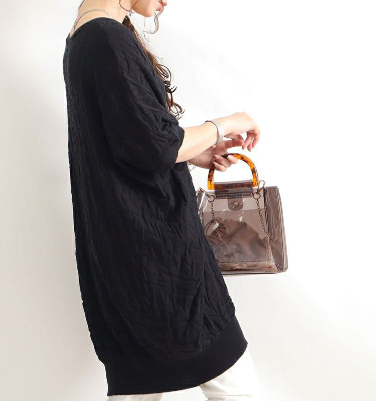 大きいサイズ レディース Vネックドルマンサマーニットチュニック　gold847