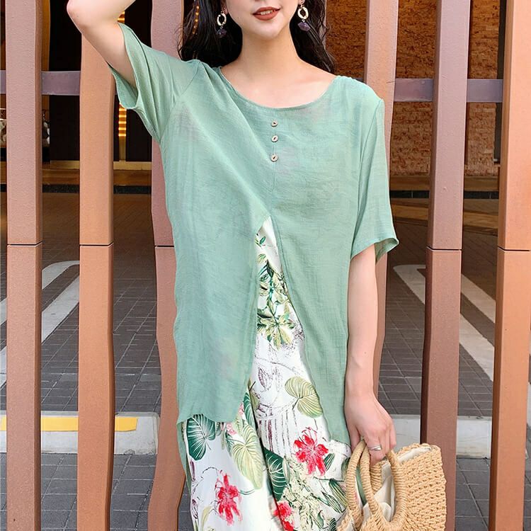 大きいサイズ レディース フェイクレイヤードロングワンピース　goldy-690