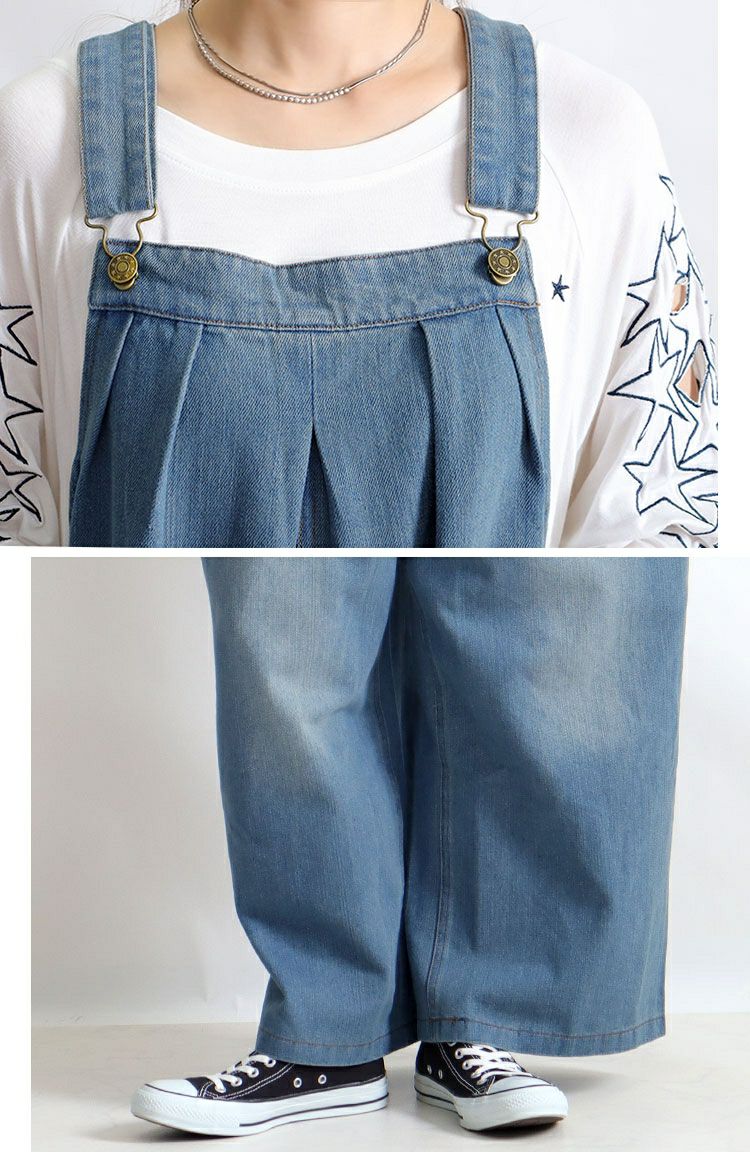 大きいサイズ レディース デニムサロペットパンツ　jp325