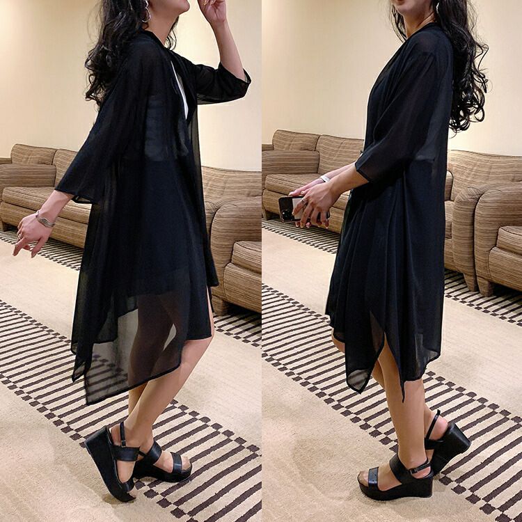 大きいサイズ レディース シースルーサマーカーディガン　goldy-711 【メール便可】