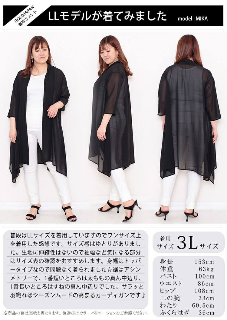 大きいサイズ レディース シースルーサマーカーディガン　goldy-711 【メール便可】