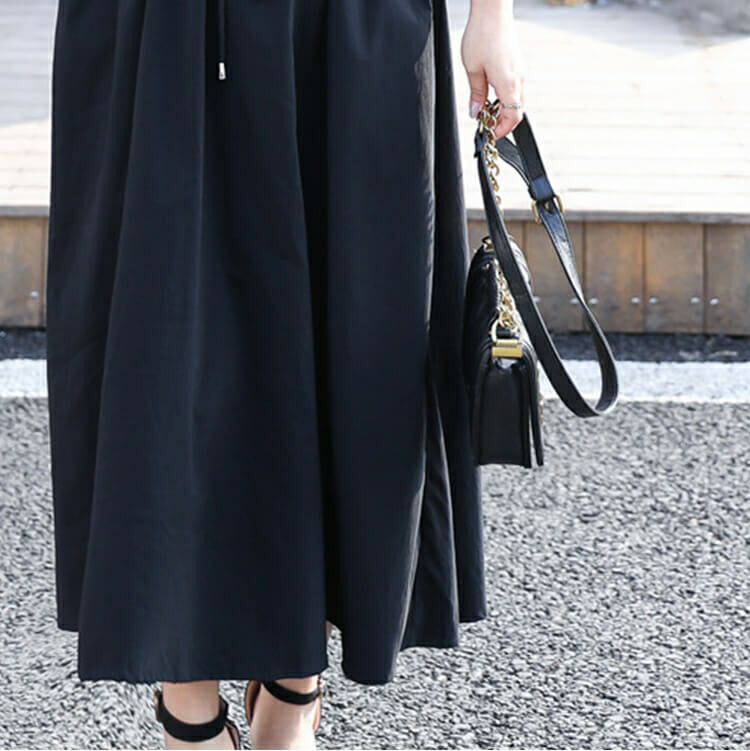 大きいサイズ レディース ウエストマークブラックワンピース　goldy-718 【メール便可】