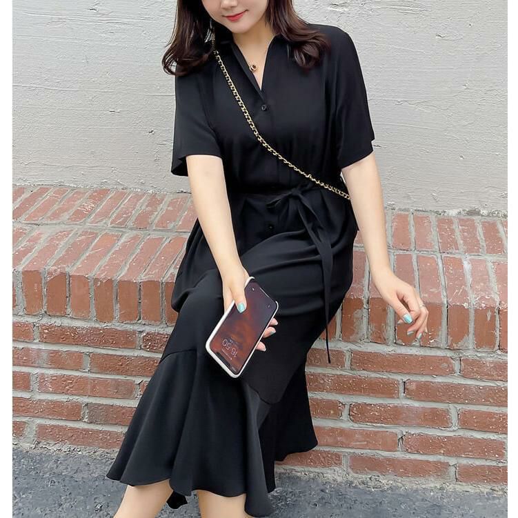 大きいサイズ レディース マーメイドスカートワンピース　goldy-736 【メール便可】 ブラック