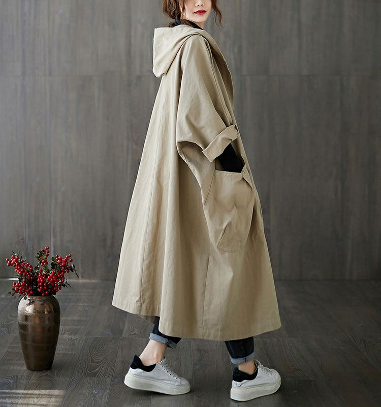 大きいサイズ レディース フード付きロングコート　goldy-754