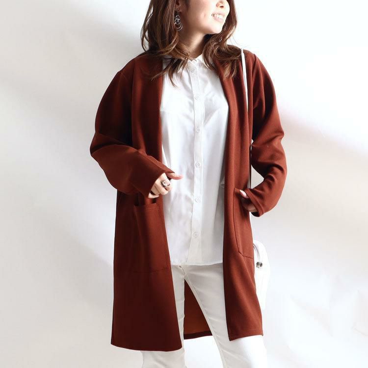 大きいサイズ レディース ロングカーディガン　gold849 ブラウン