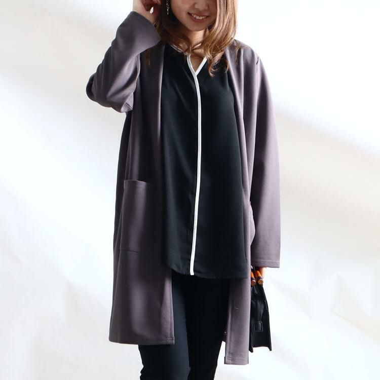 大きいサイズ レディース ロングカーディガン　gold849 グレー