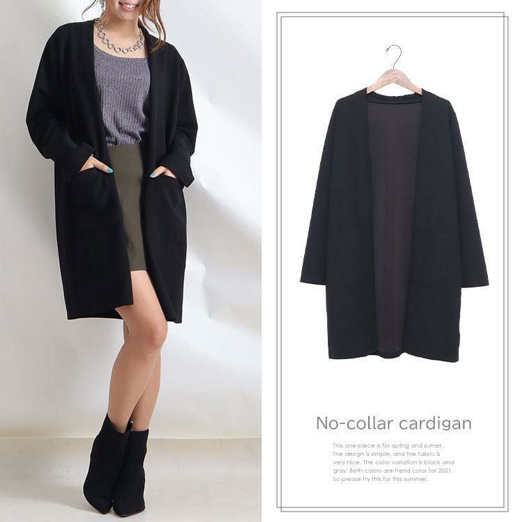 大きいサイズ レディース ロングカーディガン　gold849 ブラック