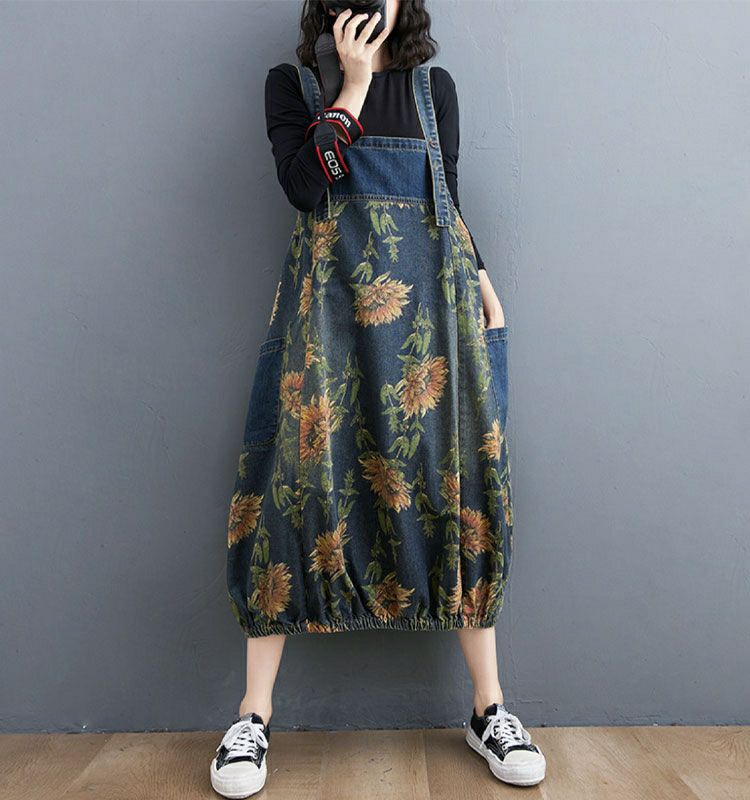 大きいサイズ レディース コクーンシルエットデニムワンピース　nhoe-210640