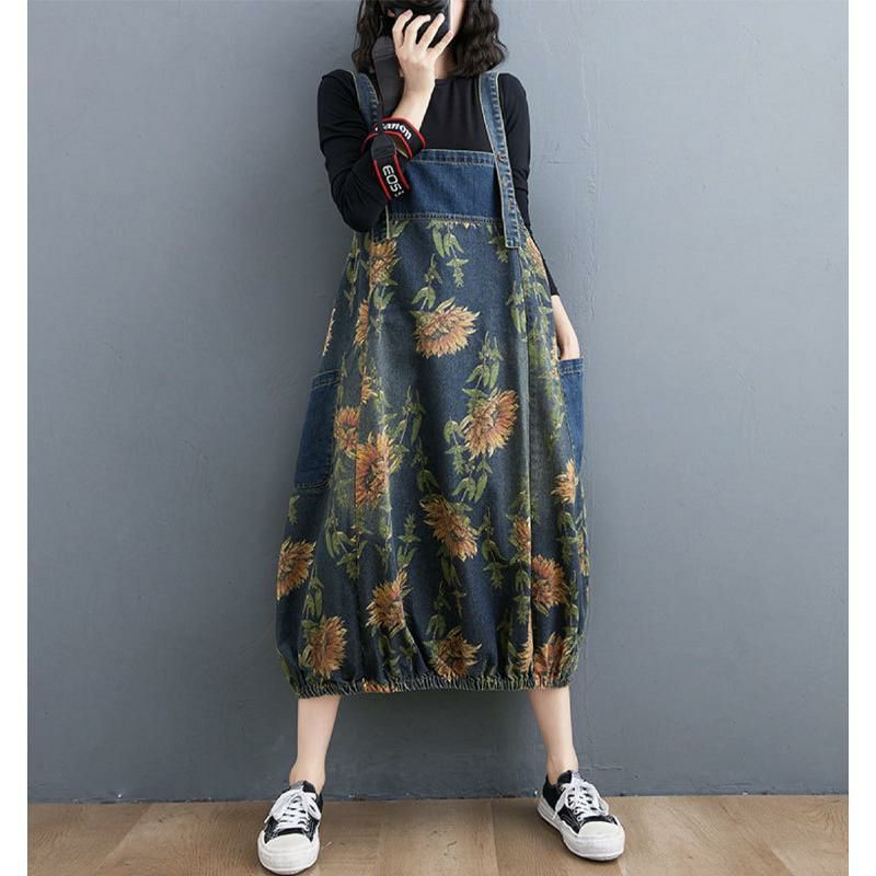 大きいサイズ レディース コクーンシルエットデニムワンピース　nhoe-210640 ブルー