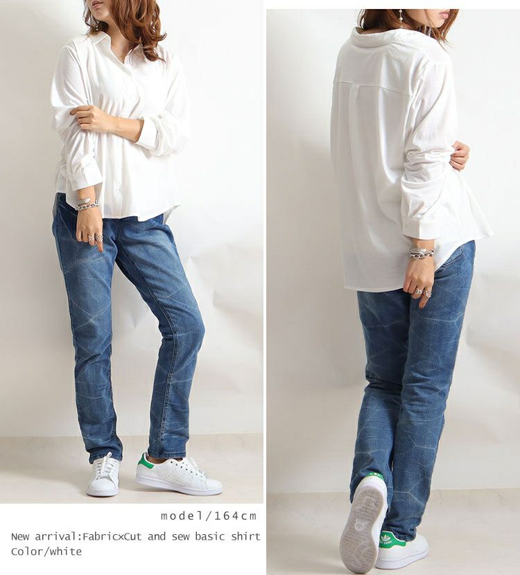 大きいサイズ レディース 布帛×後カットソｰベーシックシャツ　fem-162