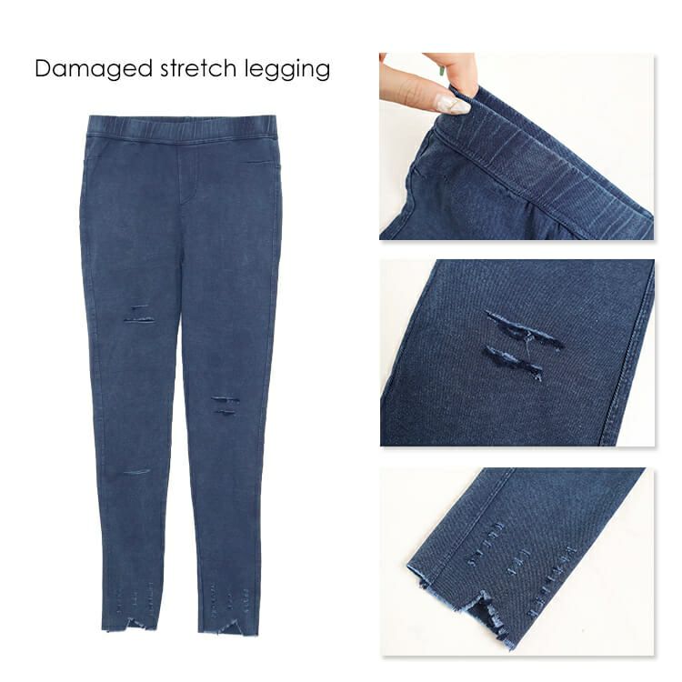 大きいサイズ レディース ダメージ加工10分丈レギンスパンツ　goldy-765 【メール便可】