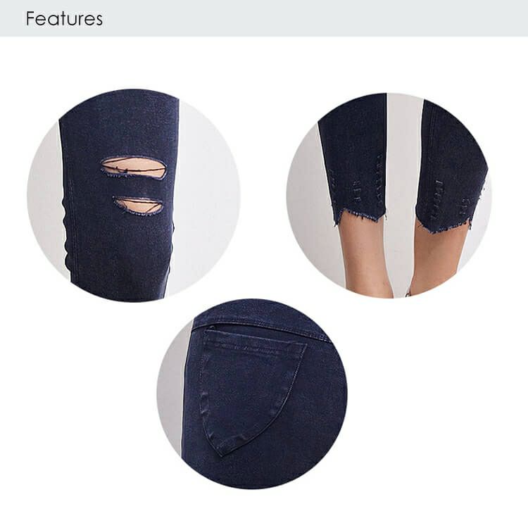 大きいサイズ レディース ダメージ加工10分丈レギンスパンツ　goldy-765 【メール便可】