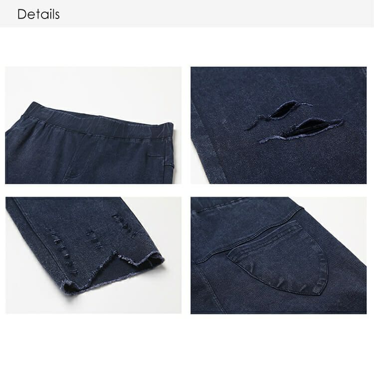 大きいサイズ レディース ダメージ加工10分丈レギンスパンツ　goldy-765 【メール便可】