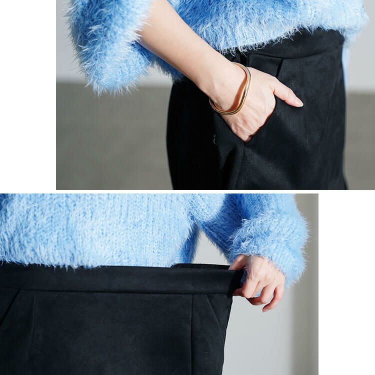 大きいサイズ レディース スリット入りスエードミニタイトスカート　fem-172