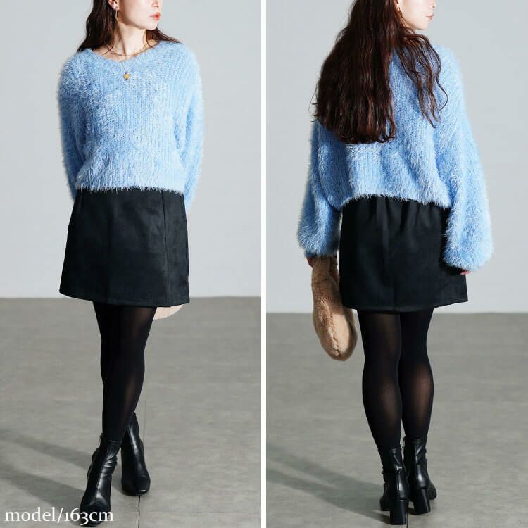 大きいサイズ レディース スリット入りスエードミニタイトスカート　fem-172