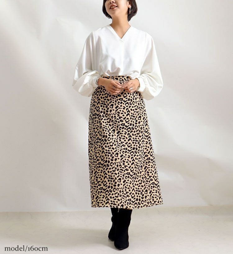 大きいサイズ レディース ボリューム袖Vネックカットソー　mncut-112447