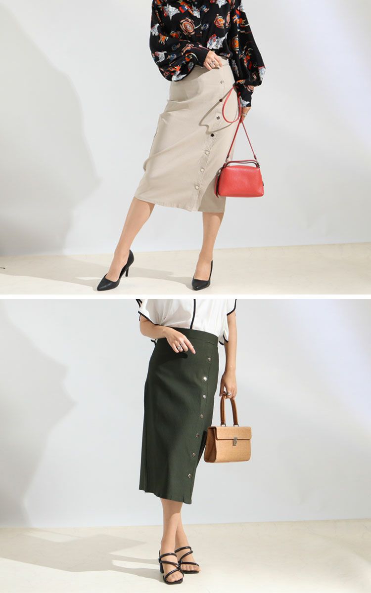 大きいサイズ レディース サイドボタンタイトスカート　jp377