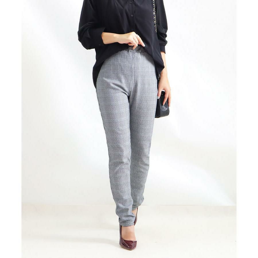 大きいサイズ レディース グレンチェック柄ストレッチパンツ　jp356 チェック柄
