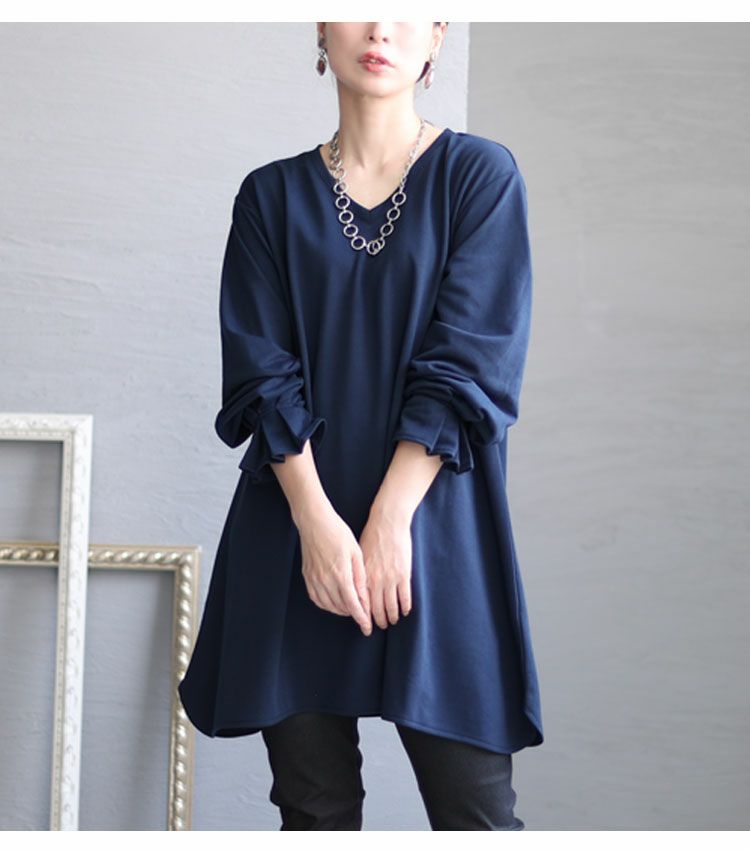 大きいサイズ レディース キャンディースリーブVネックカットソー　bai-0076