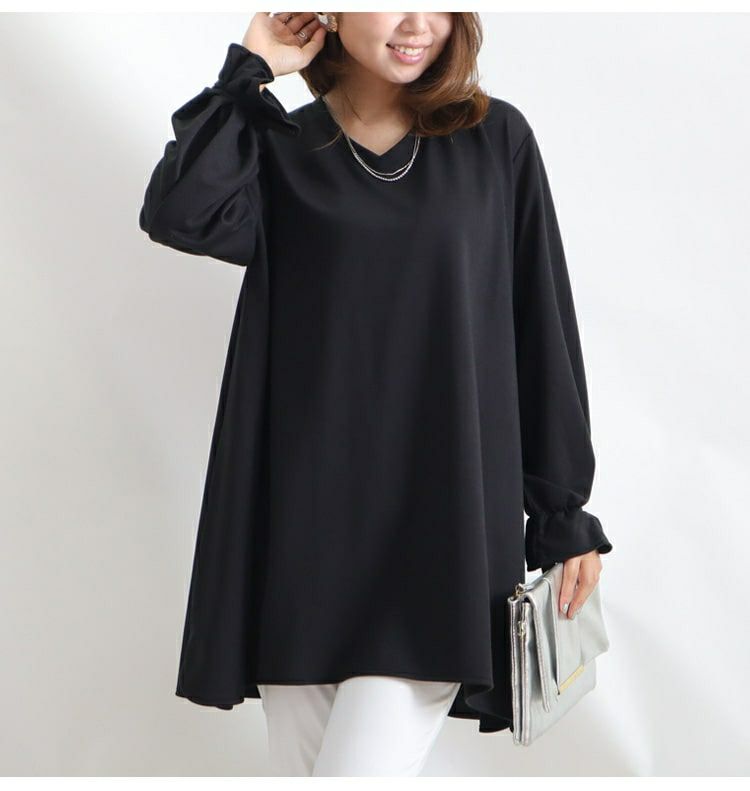 大きいサイズ レディース キャンディースリーブVネックカットソー　bai-0076