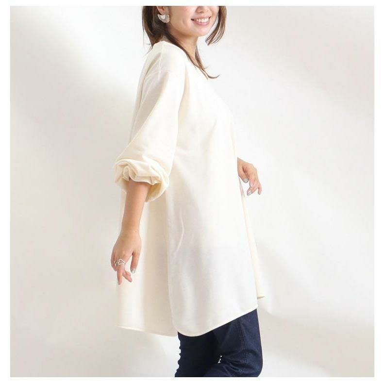 大きいサイズ レディース キャンディースリーブVネックカットソー　bai-0076 アイボリー