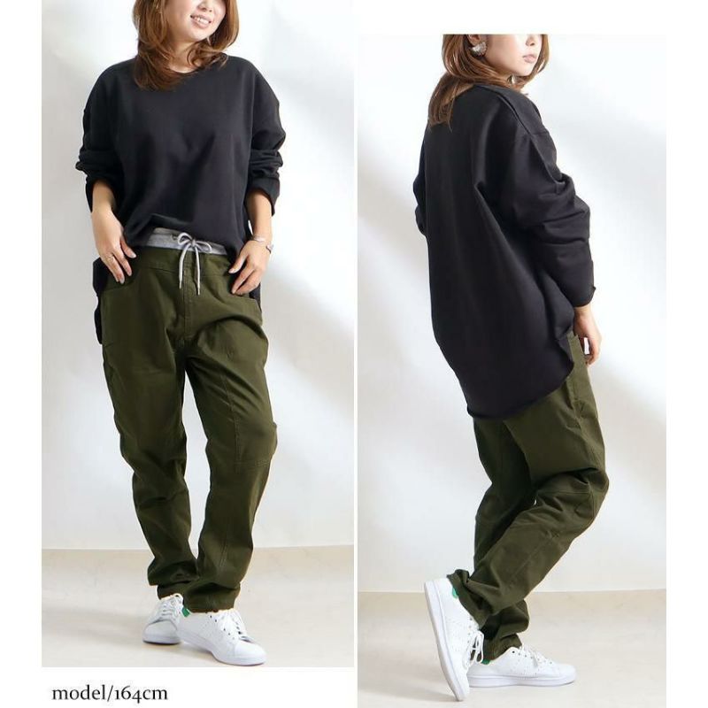 大きいサイズ レディース ウエストリブツイルサルエルパンツ wc-0229