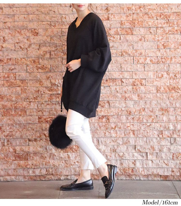 大きいサイズ レディース ダンボールニットVネックプルオーバー sw