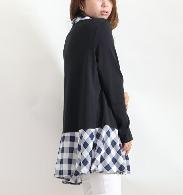 大きいサイズ レディース チェック柄チュニックワンピース　goldy-785 【メール便可】