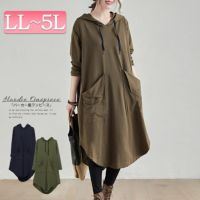 大きいサイズ レディース パーカー風チュニックワンピース　goldy-763