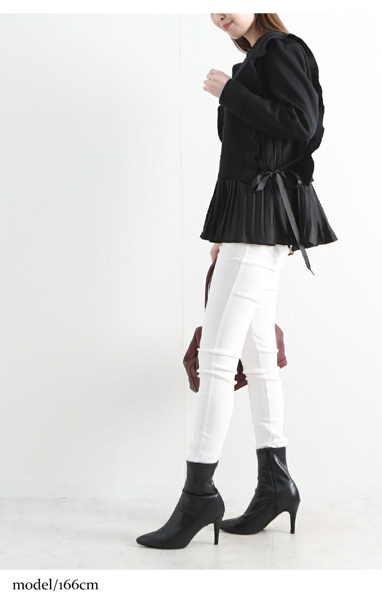 大きいサイズ レディース プリーツドッキングフリルプルオーバー　jp372