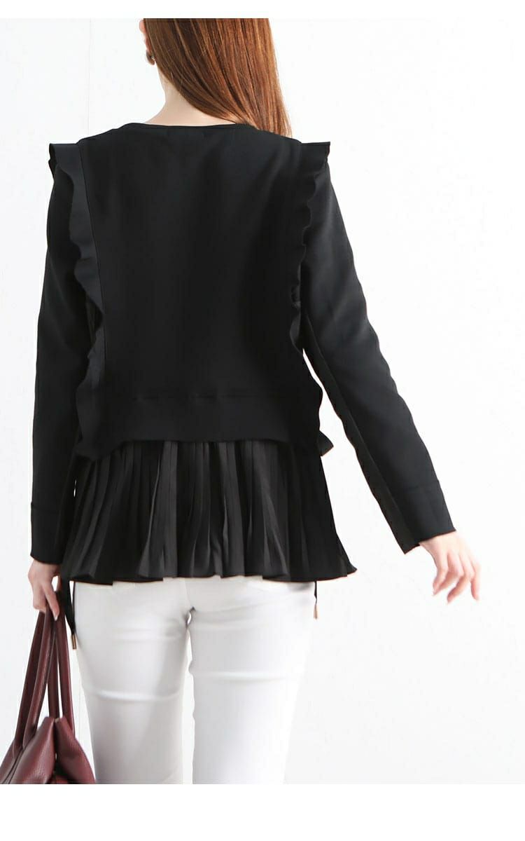 大きいサイズ レディース プリーツドッキングフリルプルオーバー　jp372