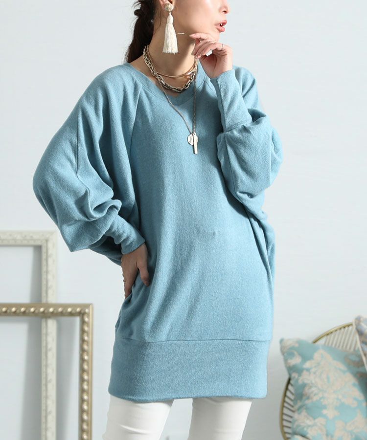 大きいサイズ レディース 起毛ニットドルマンチュニック　kt-41102