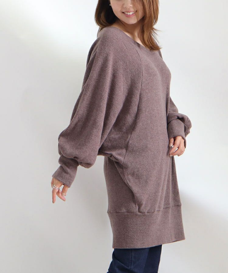 大きいサイズ レディース 起毛ニットドルマンチュニック　kt-41102