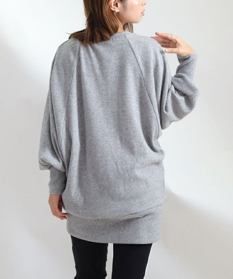 大きいサイズ レディース 起毛ニットドルマンチュニック　kt-41102