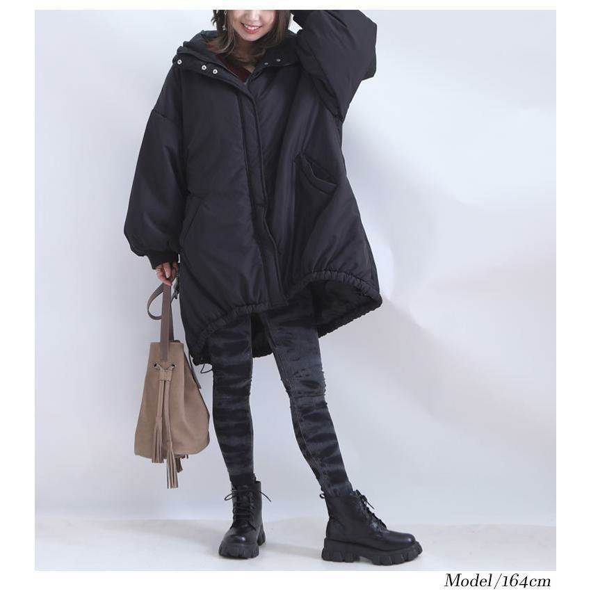 大きいサイズ レディース 中綿モンスターパーカーコート　sada-6703 ブラック