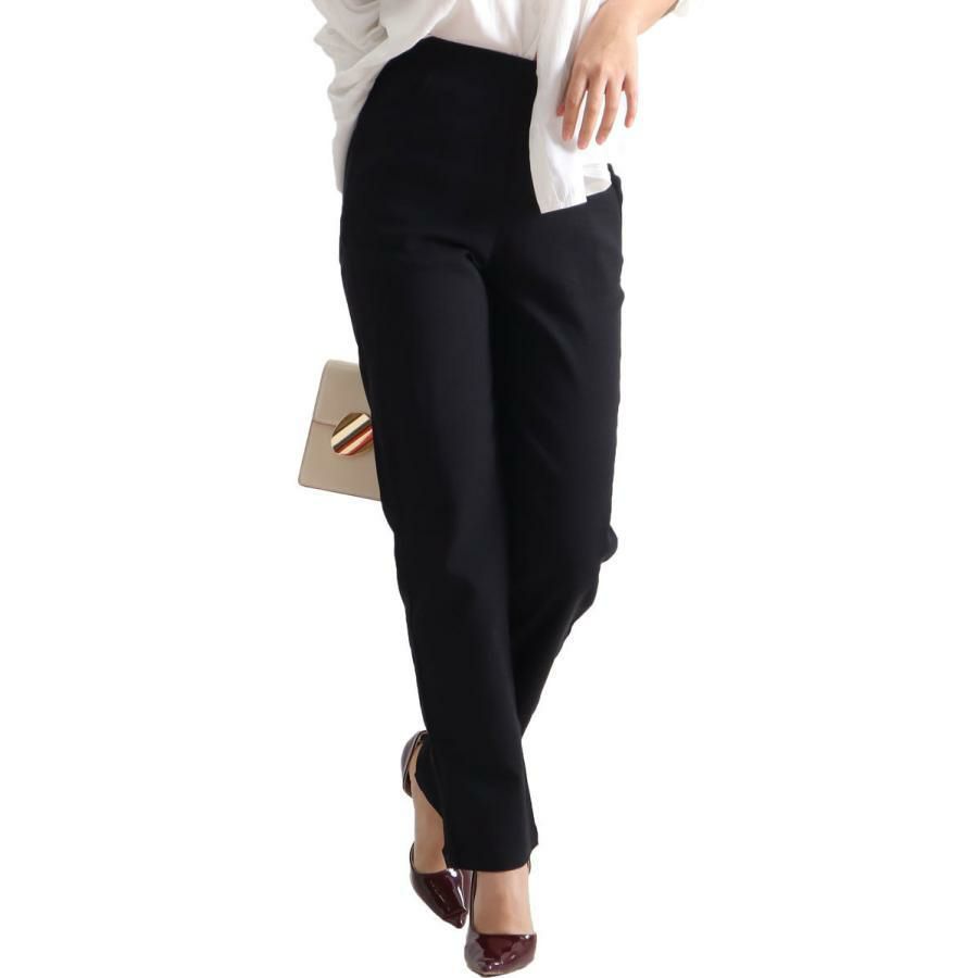 大きいサイズ レディース ストレッチツイルストレートパンツ 【低身長さんサイズ有】　jp381s ブラック（股下76cm）