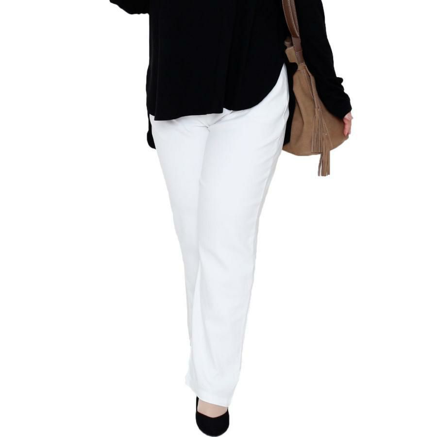 大きいサイズ レディース ストレッチツイルストレートパンツ 【低身長さんサイズ有】　jp381s ホワイト（股下76cm）