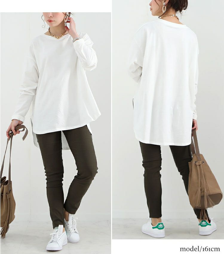 大きいサイズ レディース ラウンドロングヘムカットソー　wk-0277 【メール便可】