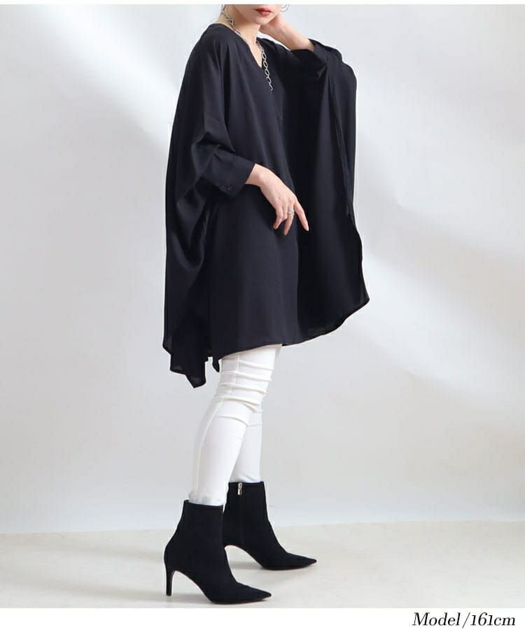 大きいサイズ レディース ジョーゼットドルマンチュニック　sw-0423