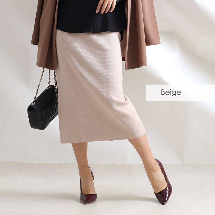 大きいサイズ レディース ウエストゴムスリットタイトスカート　goldy-825