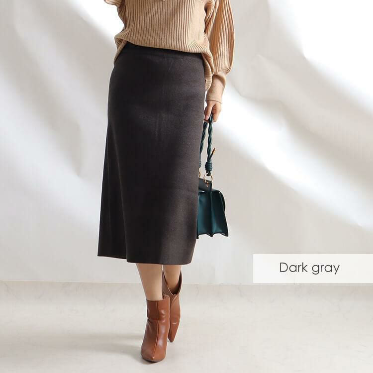 大きいサイズ レディース ウエストゴムスリットタイトスカート　goldy-825 ダークグレー