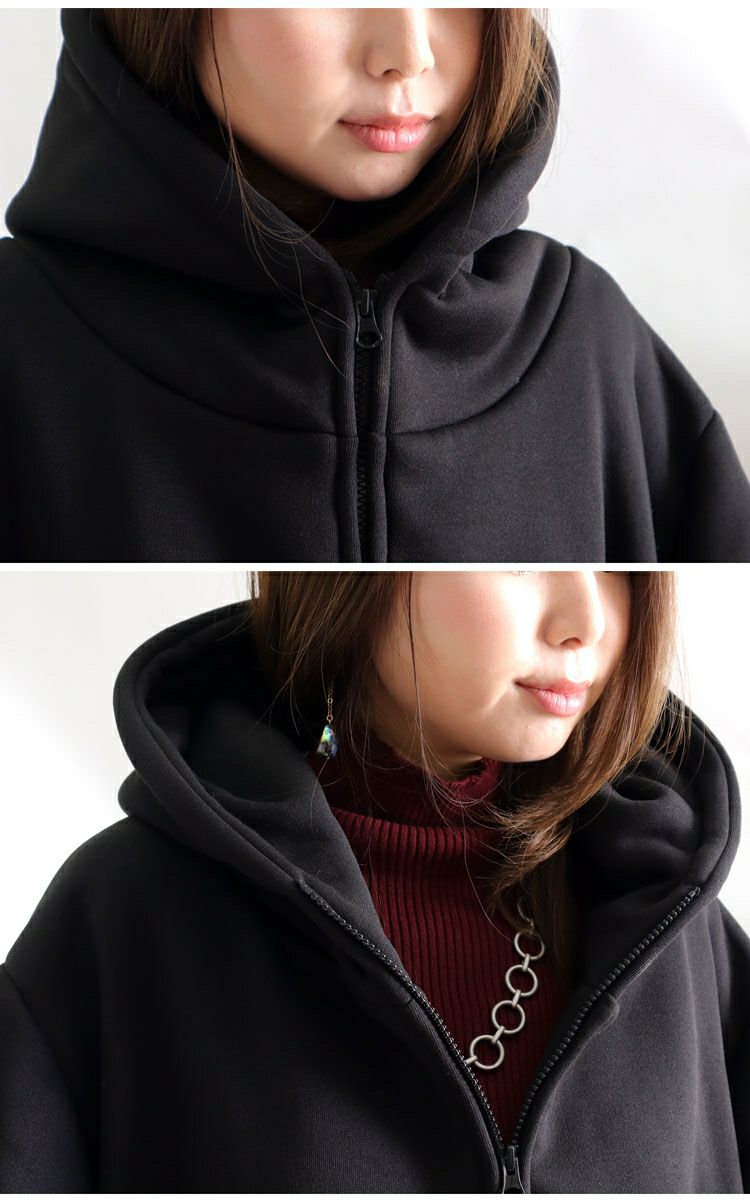 大きいサイズ レディース 裏ボアフーディーロングコート　sw-0401