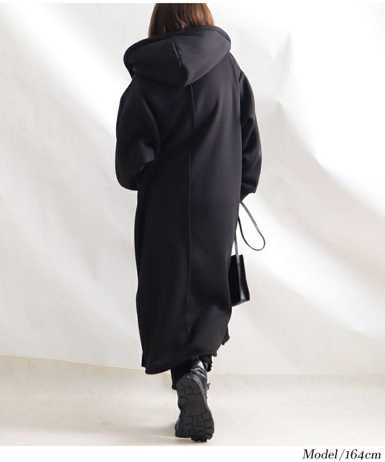 大きいサイズ レディース 裏ボアフーディーロングコート　sw-0401