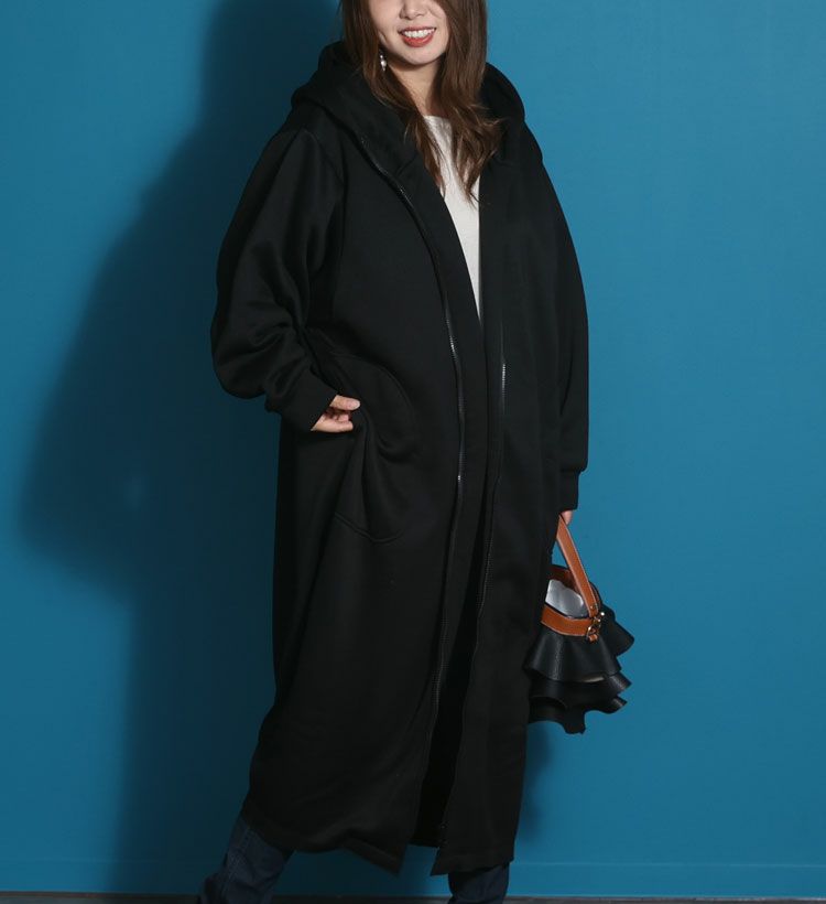 大きいサイズ レディース 裏起毛ZIPロングパーカー nw-21023 | 大きい