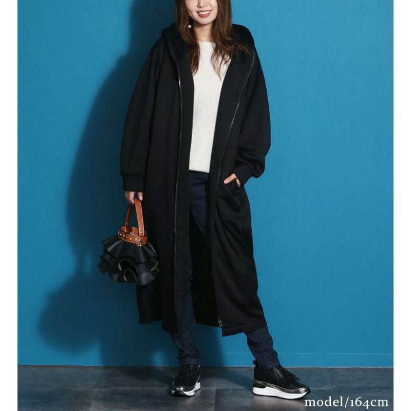 大きいサイズ レディース 裏起毛ZIPロングパーカー nw-21023 | 大きい