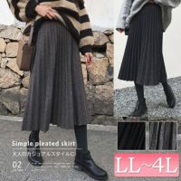 大きいサイズ レディース ウエストゴムプリーツスカート　goldy-852
