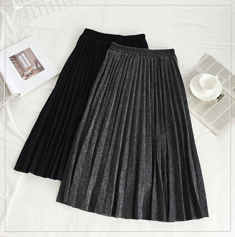 大きいサイズ レディース ウエストゴムプリーツスカート　goldy-852