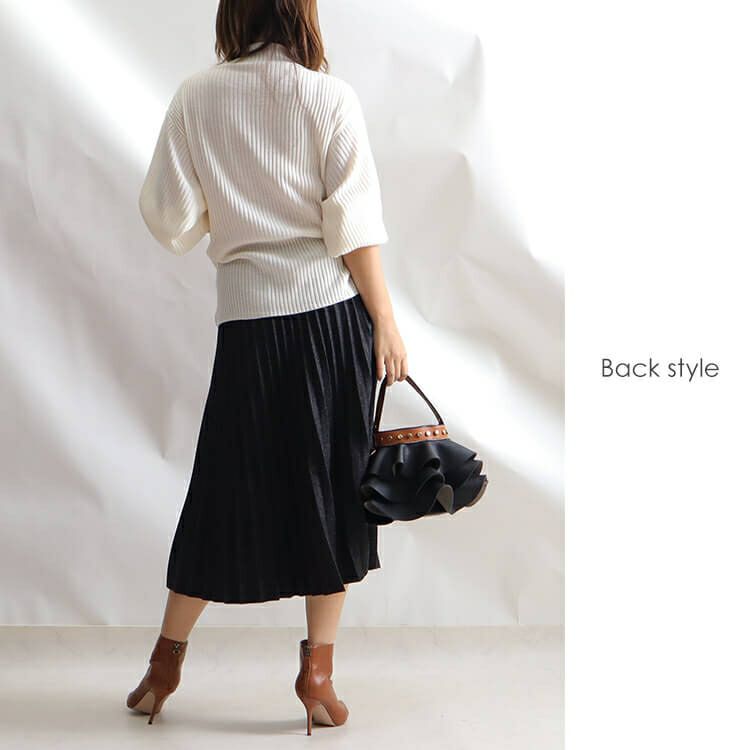 大きいサイズ レディース ウエストゴムプリーツスカート　goldy-852