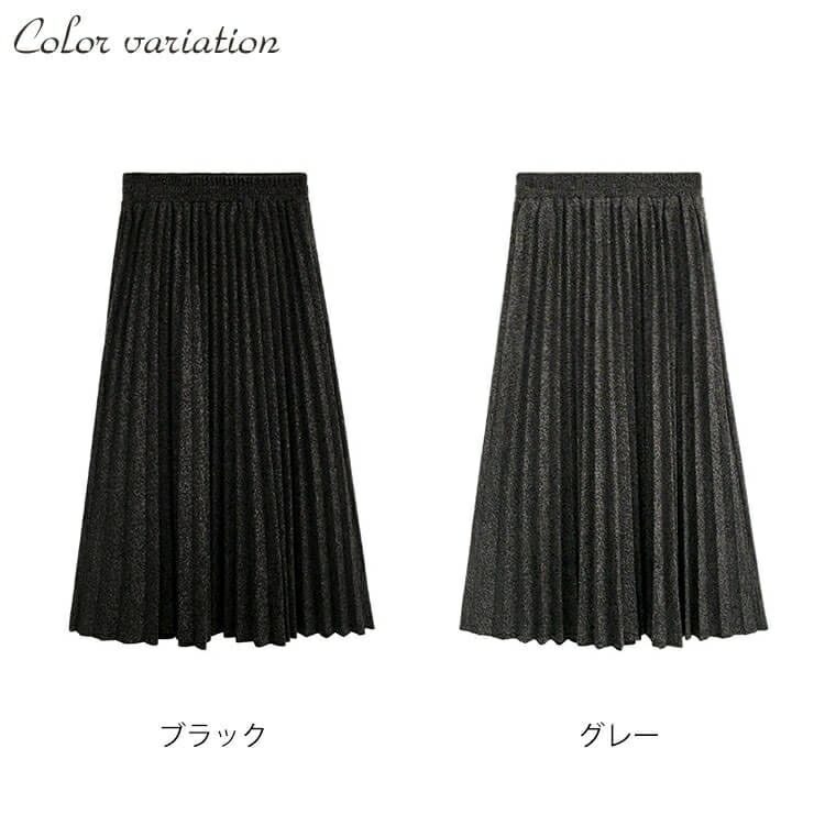 大きいサイズ レディース ウエストゴムプリーツスカート　goldy-852
